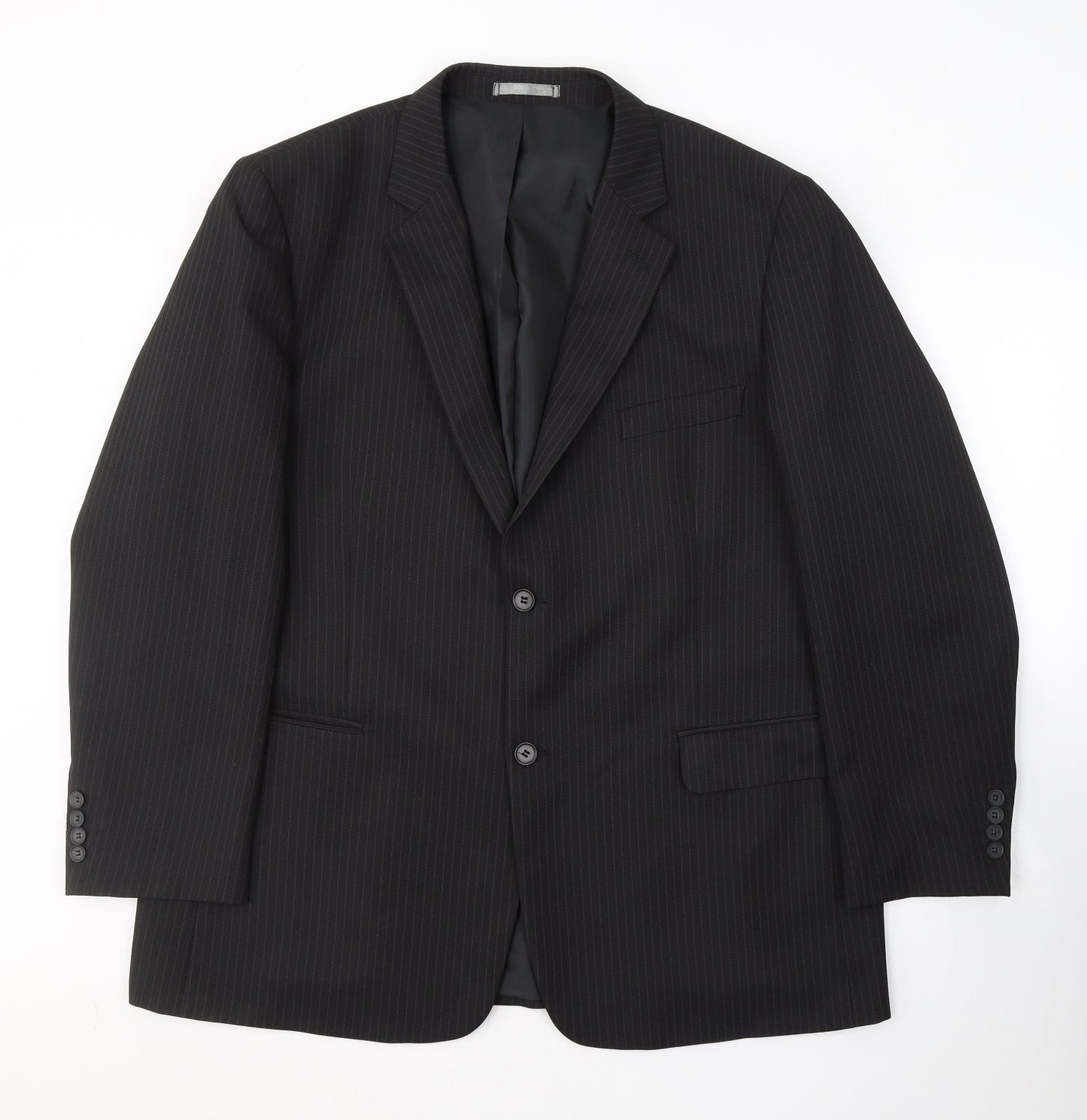 Taylor & Wright Mens Black Striped Polyester Jacket Suit Jacket Size XL