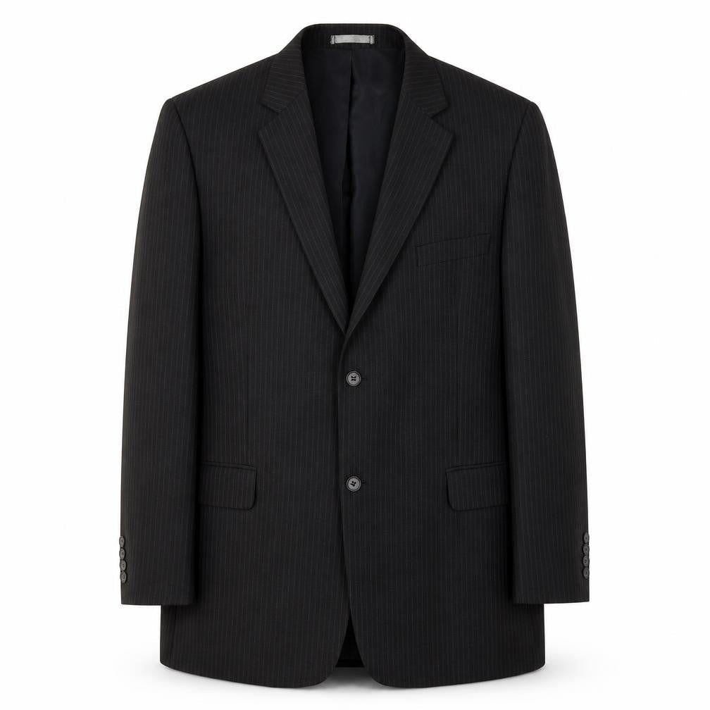 Taylor & Wright Mens Black Striped Polyester Jacket Suit Jacket Size XL