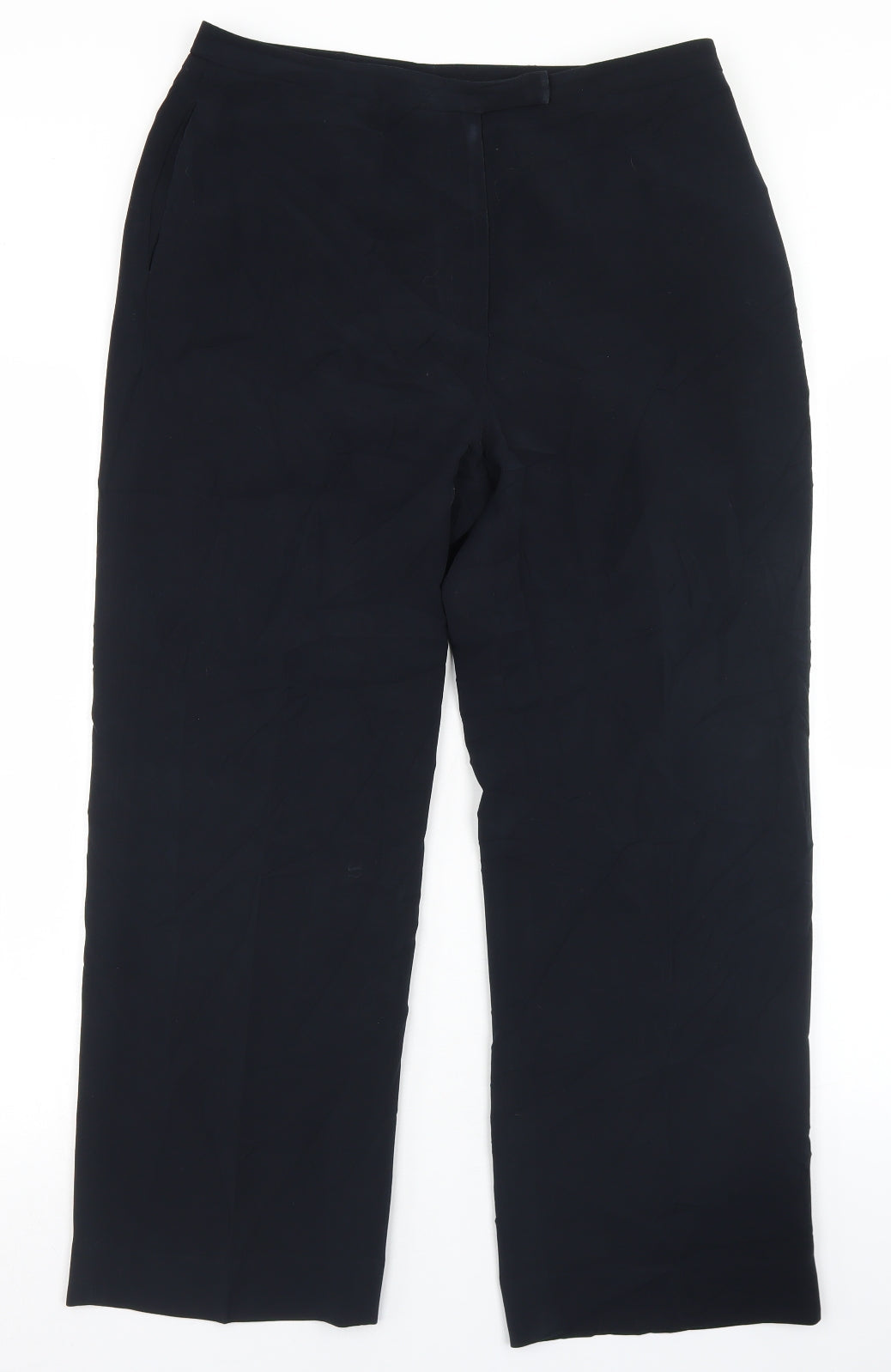 Preworn Womens Blue  Polyester Dress Pants Trousers Size 12 L26 in Regular Hook & Eye