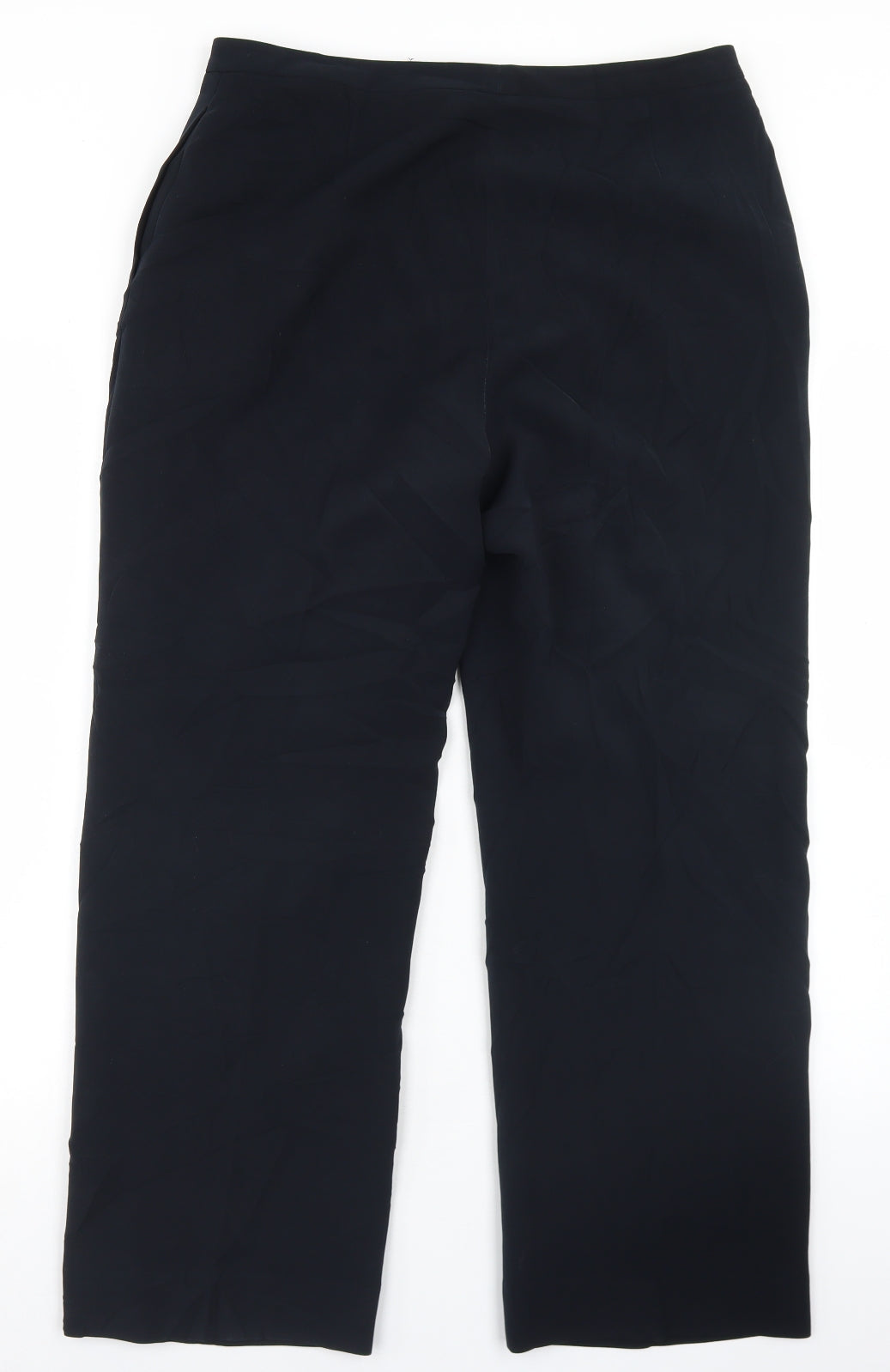 Preworn Womens Blue  Polyester Dress Pants Trousers Size 12 L26 in Regular Hook & Eye