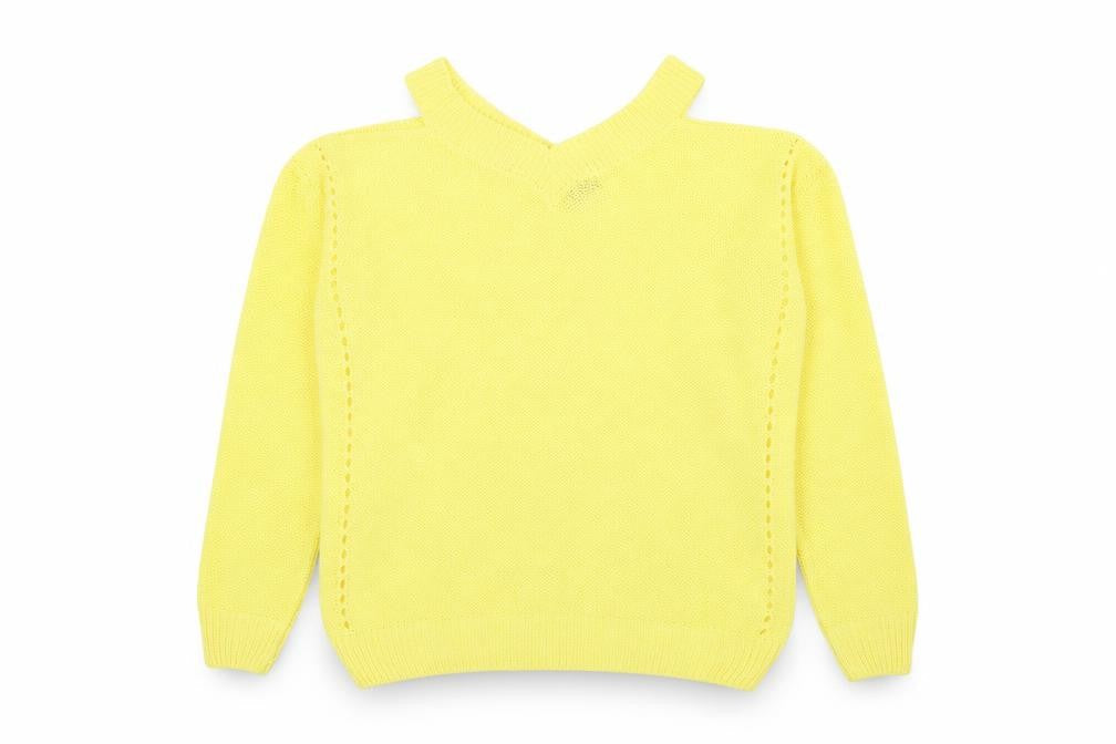 F&F Womens Yellow V-Neck  Acrylic Pullover Jumper Size 10