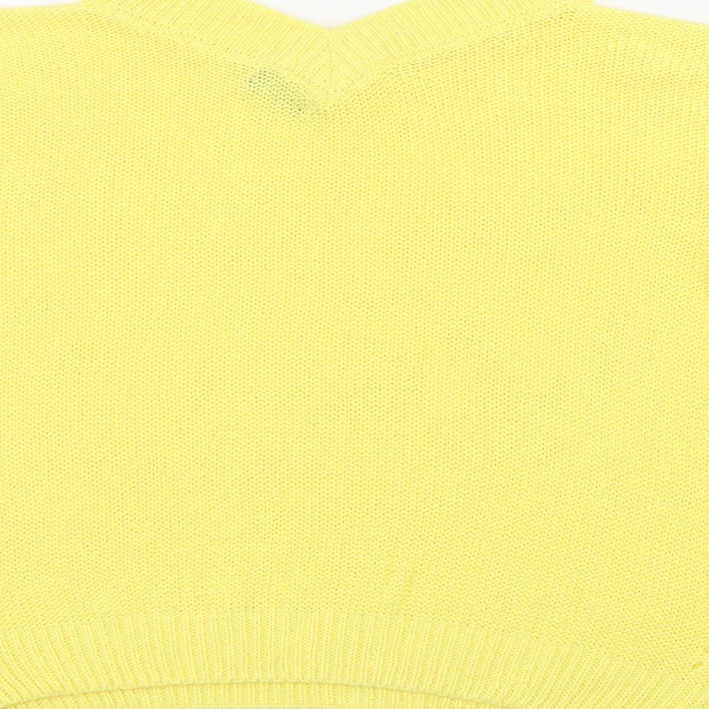 F&F Womens Yellow V-Neck  Acrylic Pullover Jumper Size 10