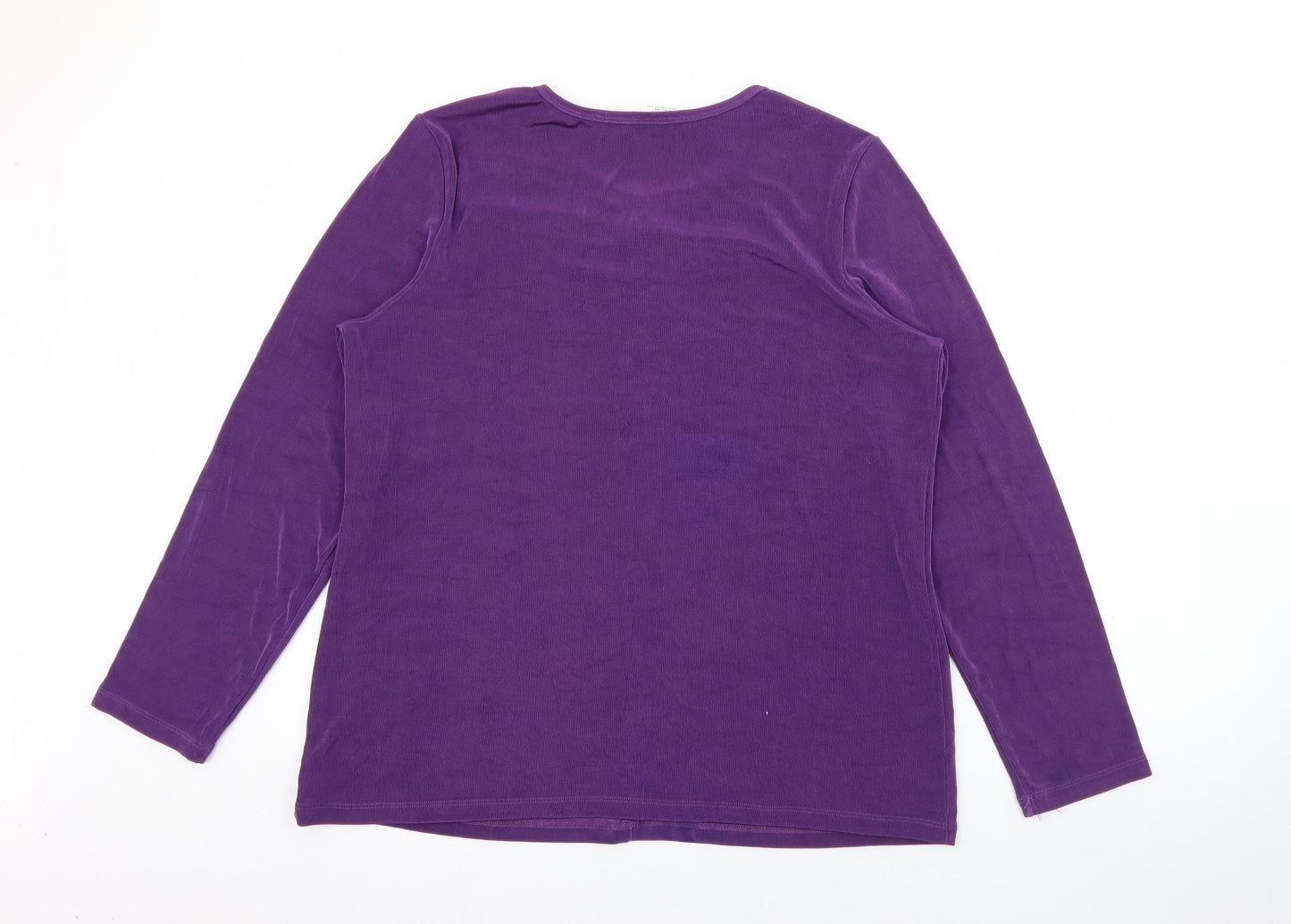 d&co Womens Purple Crew Neck  Acetate Pullover Jumper Size 2XL