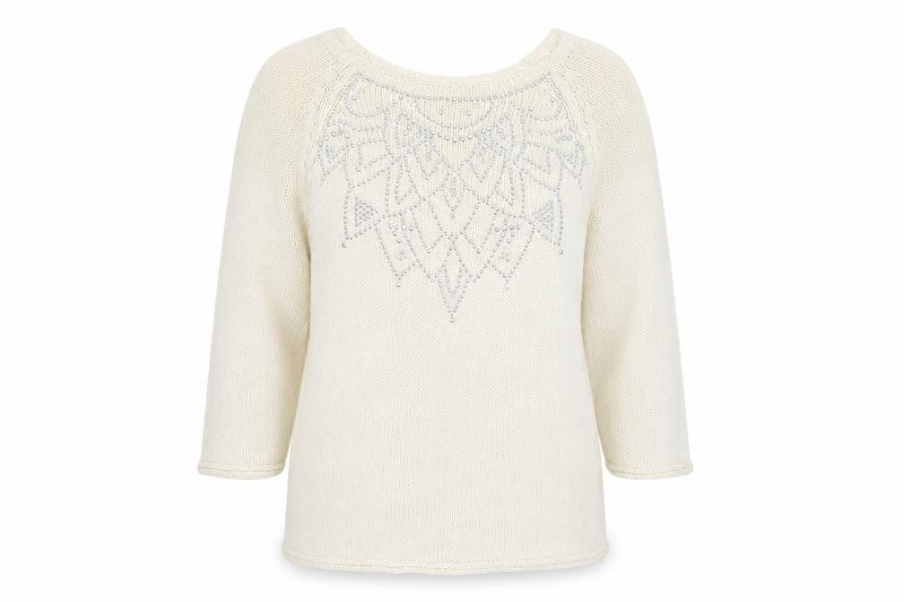 Roman Womens Ivory Crew Neck  Acrylic Pullover Jumper Size 16