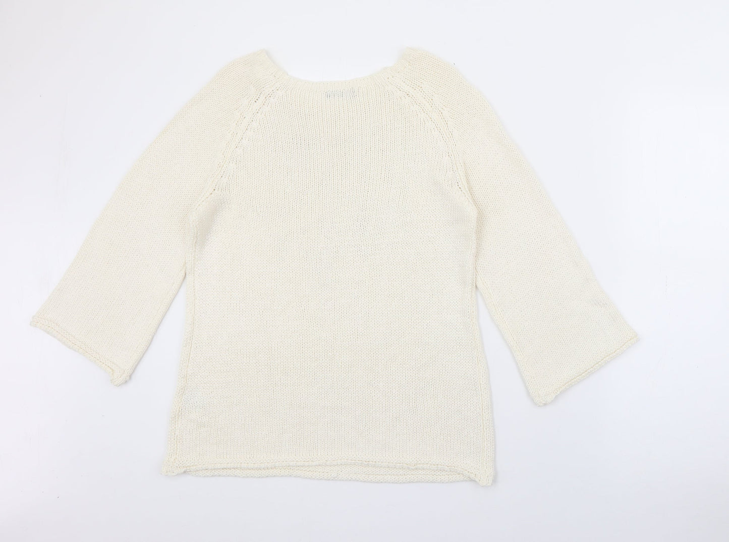 Roman Womens Ivory Crew Neck  Acrylic Pullover Jumper Size 16