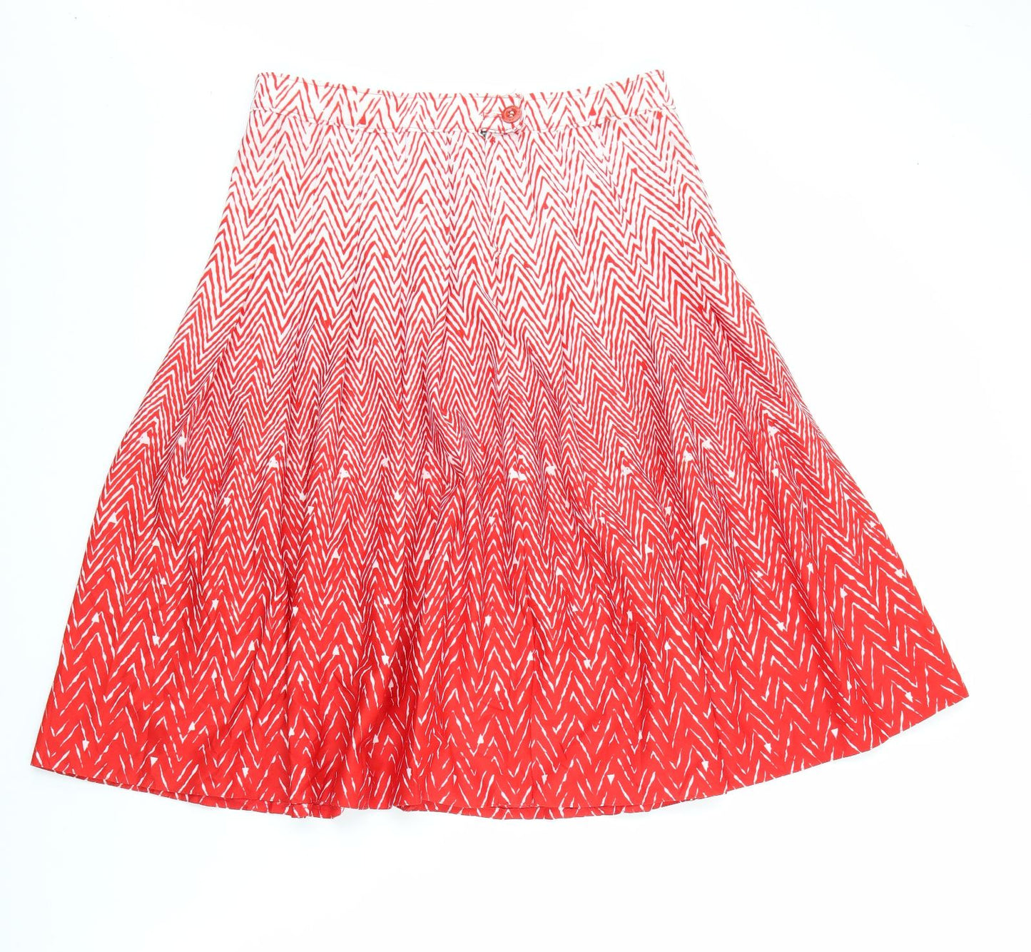 Preworn Womens Red Geometric Polyester Pleated Skirt Size 30 in   Zip