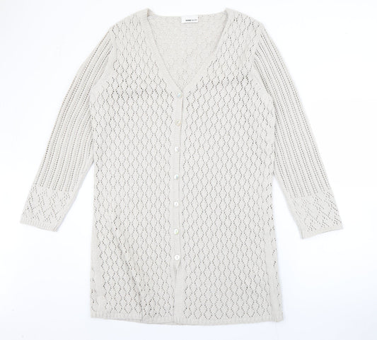 FRANK WALDER Womens Ivory V-Neck  Polyacrylate Fibre Cardigan Jumper Size M