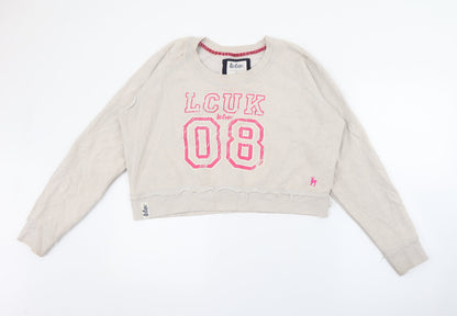 Lee Cooper Womens Ivory Crew Neck  Cotton Pullover Jumper Size 14