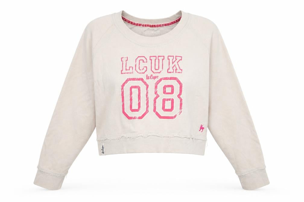 Lee Cooper Womens Ivory Crew Neck  Cotton Pullover Jumper Size 14