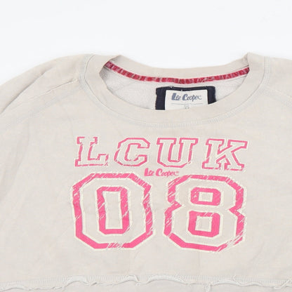 Lee Cooper Womens Ivory Crew Neck  Cotton Pullover Jumper Size 14