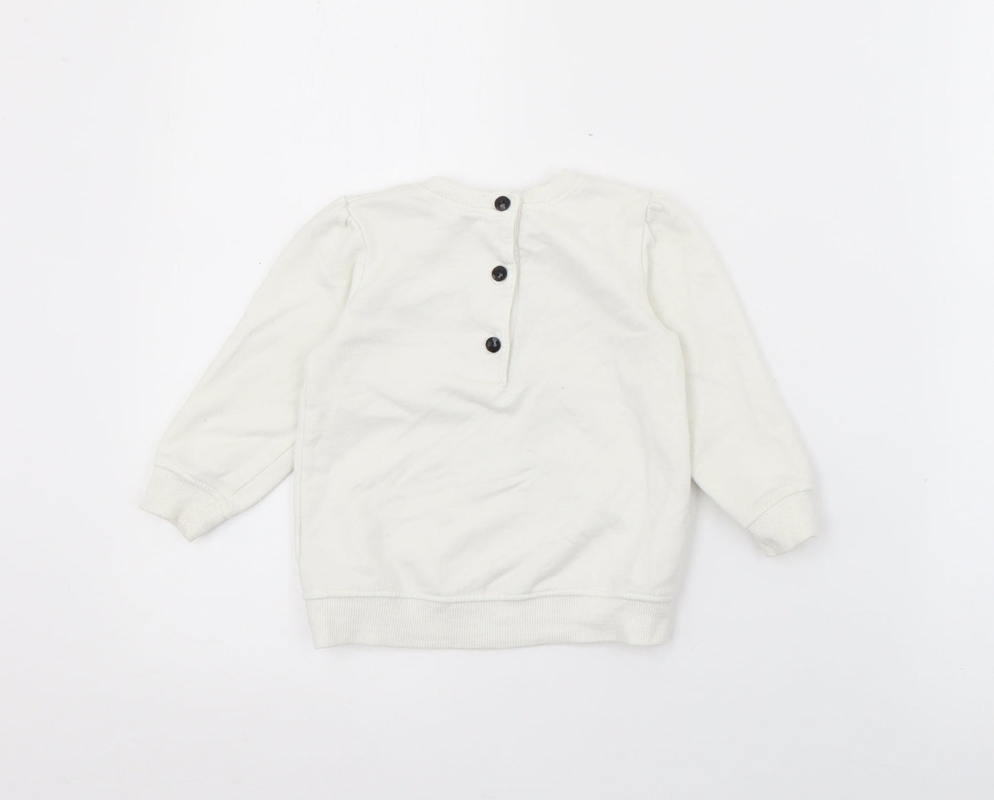 Savannah Girls White  Cotton Pullover Jumper Size 9-12 Months  Button