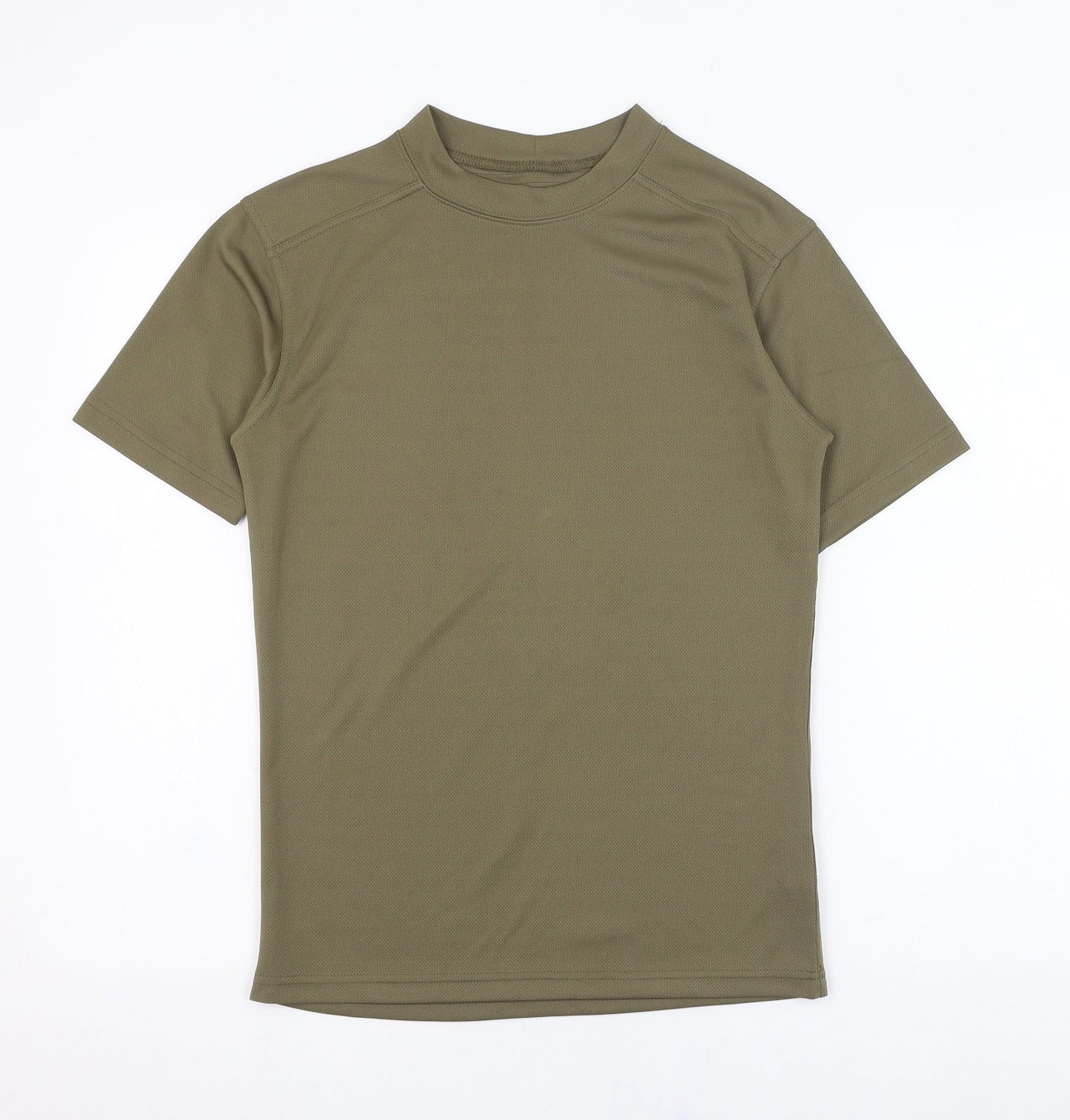 Preworn Mens Green  Polyester Basic T-Shirt Size S Roll Neck Pullover