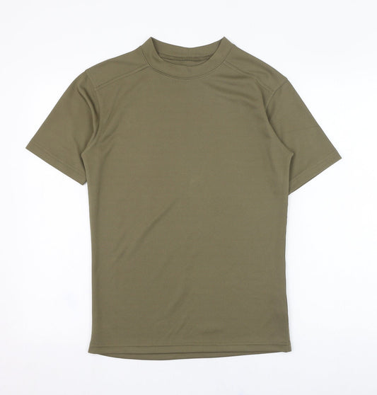 Preworn Mens Green  Polyester Basic T-Shirt Size S Roll Neck Pullover