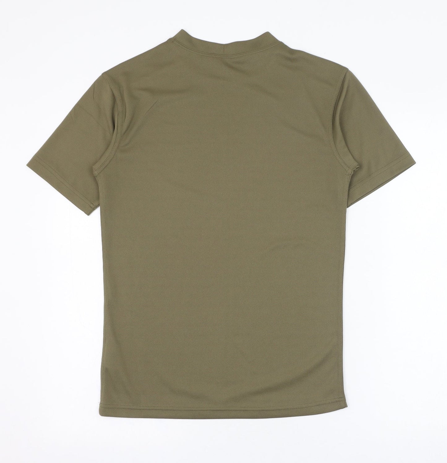 Preworn Mens Green  Polyester Basic T-Shirt Size S Roll Neck Pullover