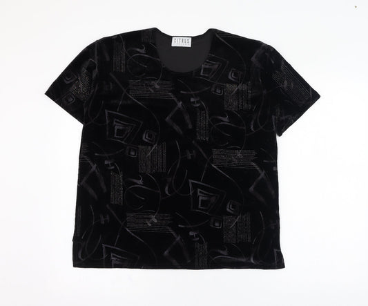 Citrus Womens Black  Polyester Basic T-Shirt Size 16 Round Neck