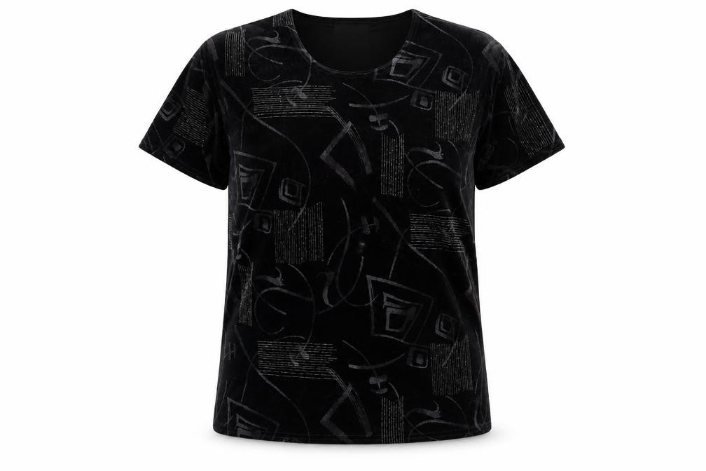 Citrus Womens Black  Polyester Basic T-Shirt Size 16 Round Neck