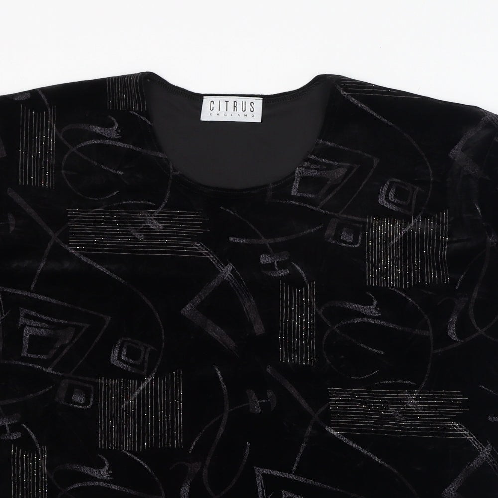 Citrus Womens Black  Polyester Basic T-Shirt Size 16 Round Neck