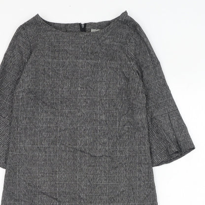 Preloved Dorothy Perkins Womens Grey Check Polyester A-Line  Size 8  Round Neck Zip - Detail