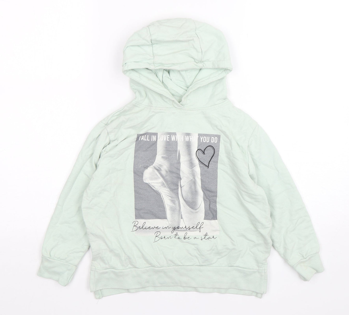 Jeff & Co Girls Green  Cotton Pullover Hoodie Size 7-8 Years   - Ballerina