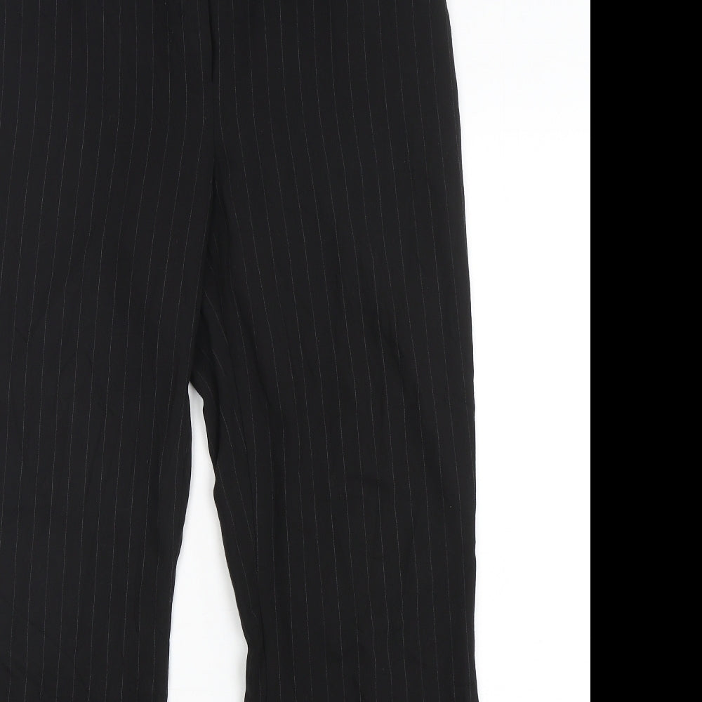 Marks and Spencer Womens Black Striped Viscose Trousers  Size 14 L30 in Regular