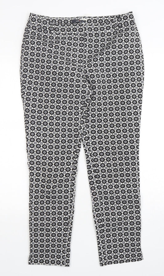 Jake's Womens Multicoloured Geometric Polyester Trousers  Size 8 L29 in Regular
