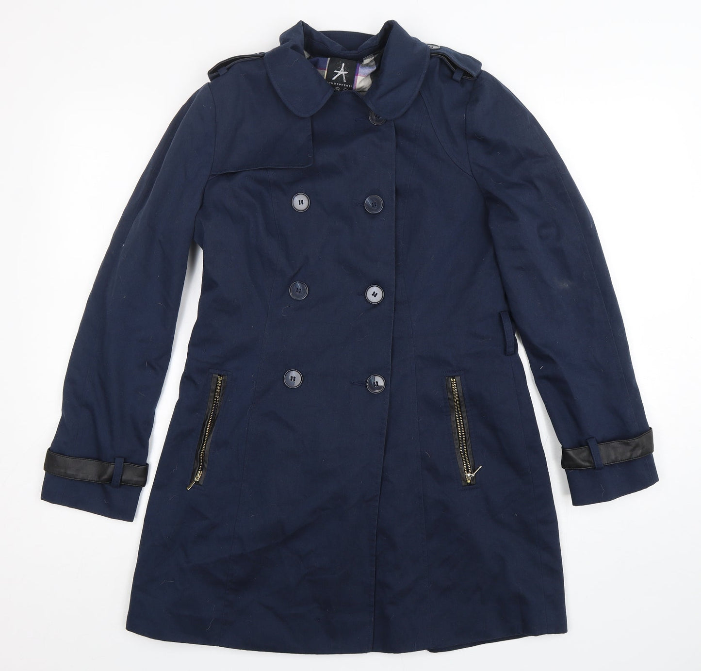 Atmosphere Womens Blue   Overcoat Coat Size 10  Button