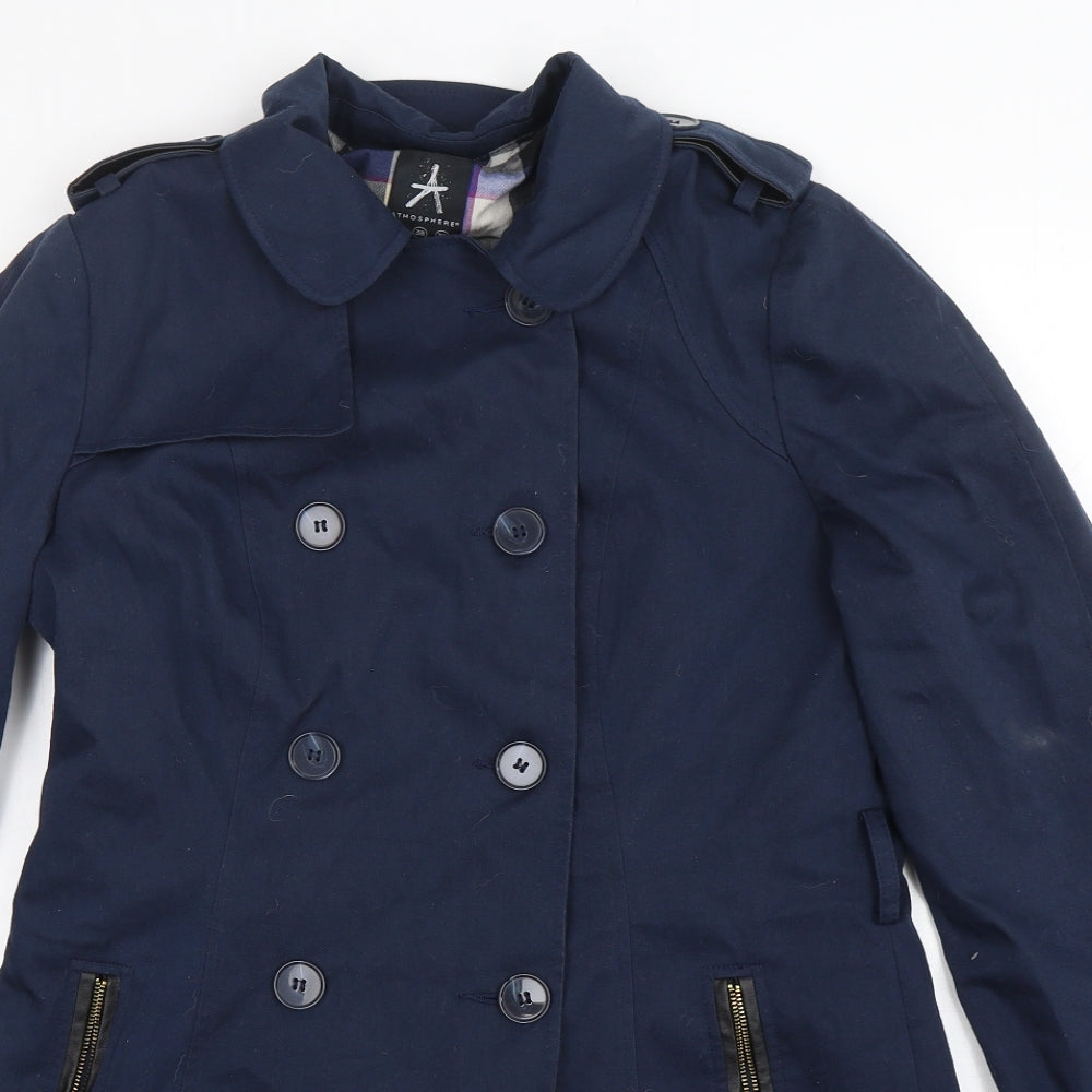 Atmosphere Womens Blue   Overcoat Coat Size 10  Button