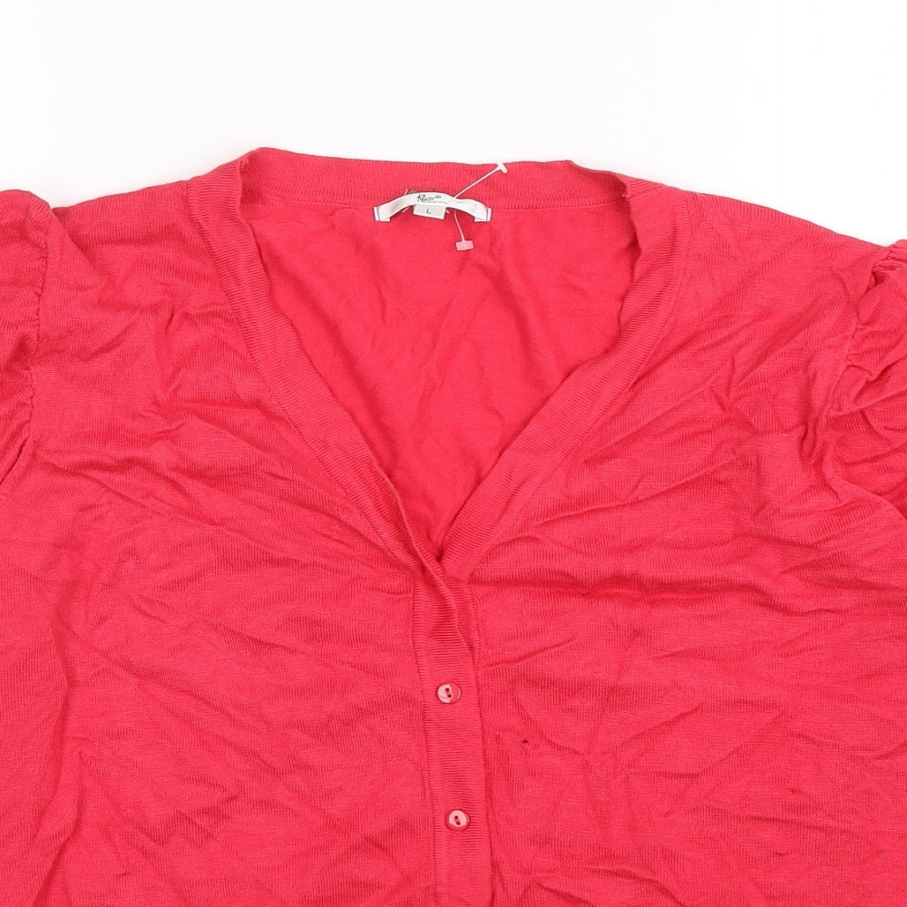 Klass Womens Pink V-Neck  Viscose Cardigan Jumper Size L