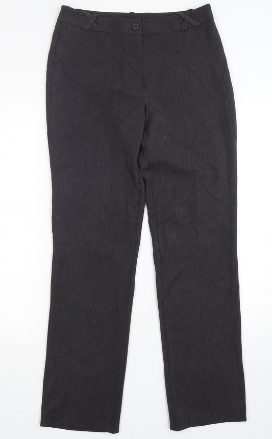 Contempo Womens Grey  Polyester Trousers  Size 8 L31 in Regular Button