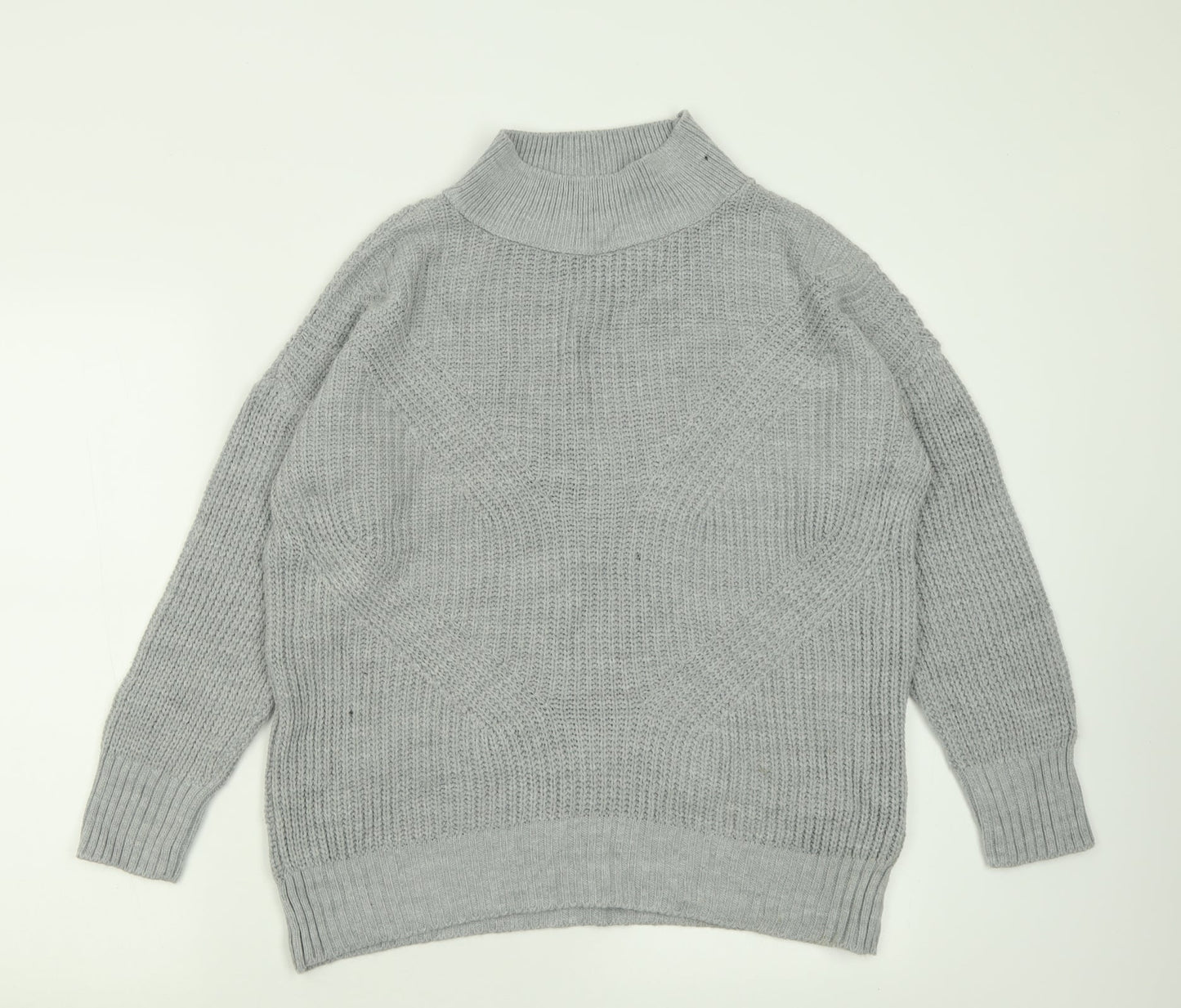 Primark Womens Grey High Neck  Acrylic Pullover Jumper Size M