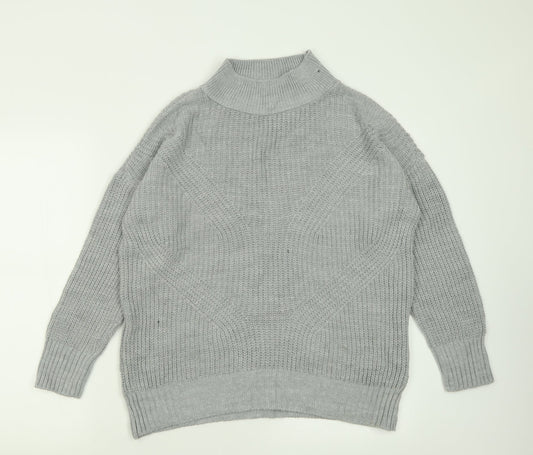 Primark Womens Grey High Neck  Acrylic Pullover Jumper Size M