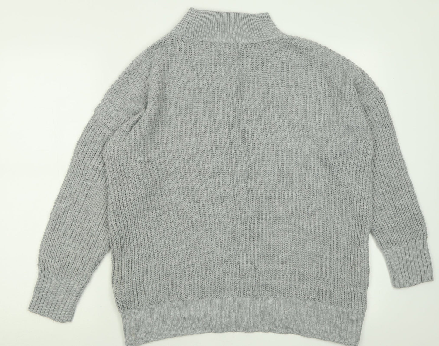 Primark Womens Grey High Neck  Acrylic Pullover Jumper Size M