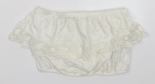 New Look Womens Ivory  Cotton Cropped Tank Size 10 Off the Shoulder
