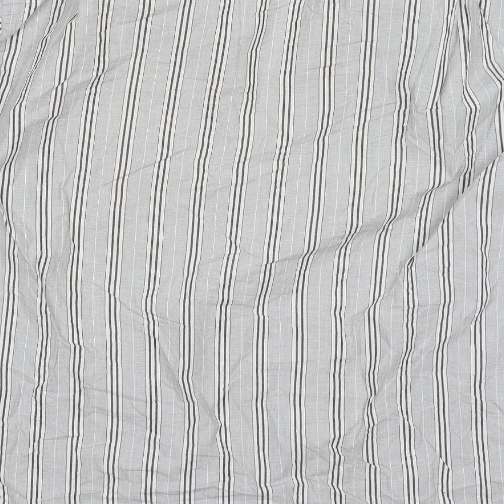 Piermont Mens Grey Striped Cotton  Button-Up Size L Collared Button
