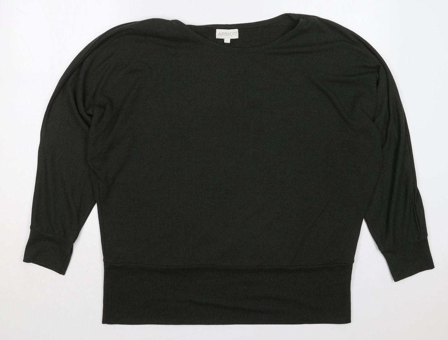 Apricot Womens Green  Viscose Basic T-Shirt Size L Boat Neck