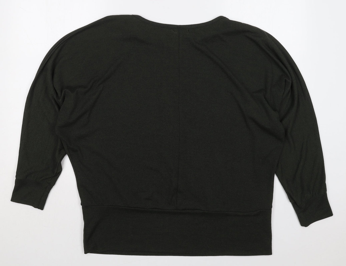 Apricot Womens Green  Viscose Basic T-Shirt Size L Boat Neck