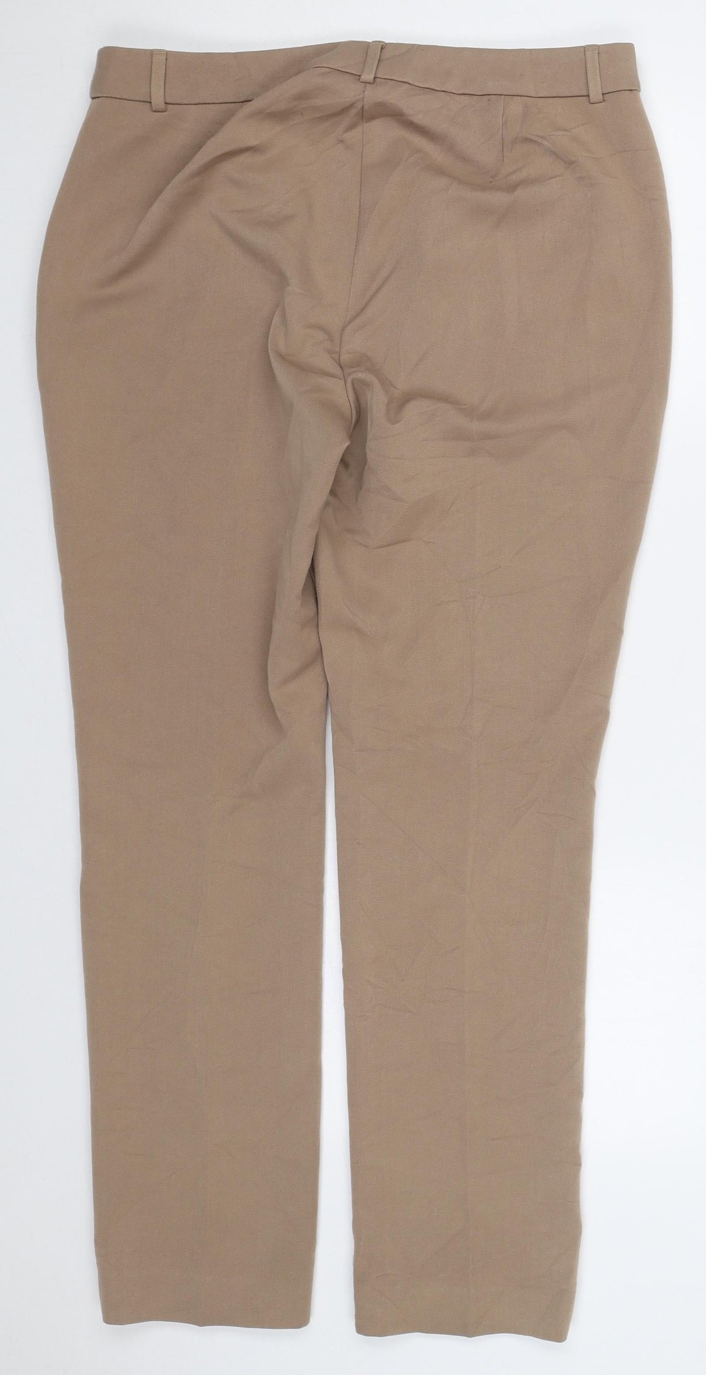 Marks and Spencer Womens Beige  Polyester Trousers  Size 34 in L29 in Regular Hook & Eye