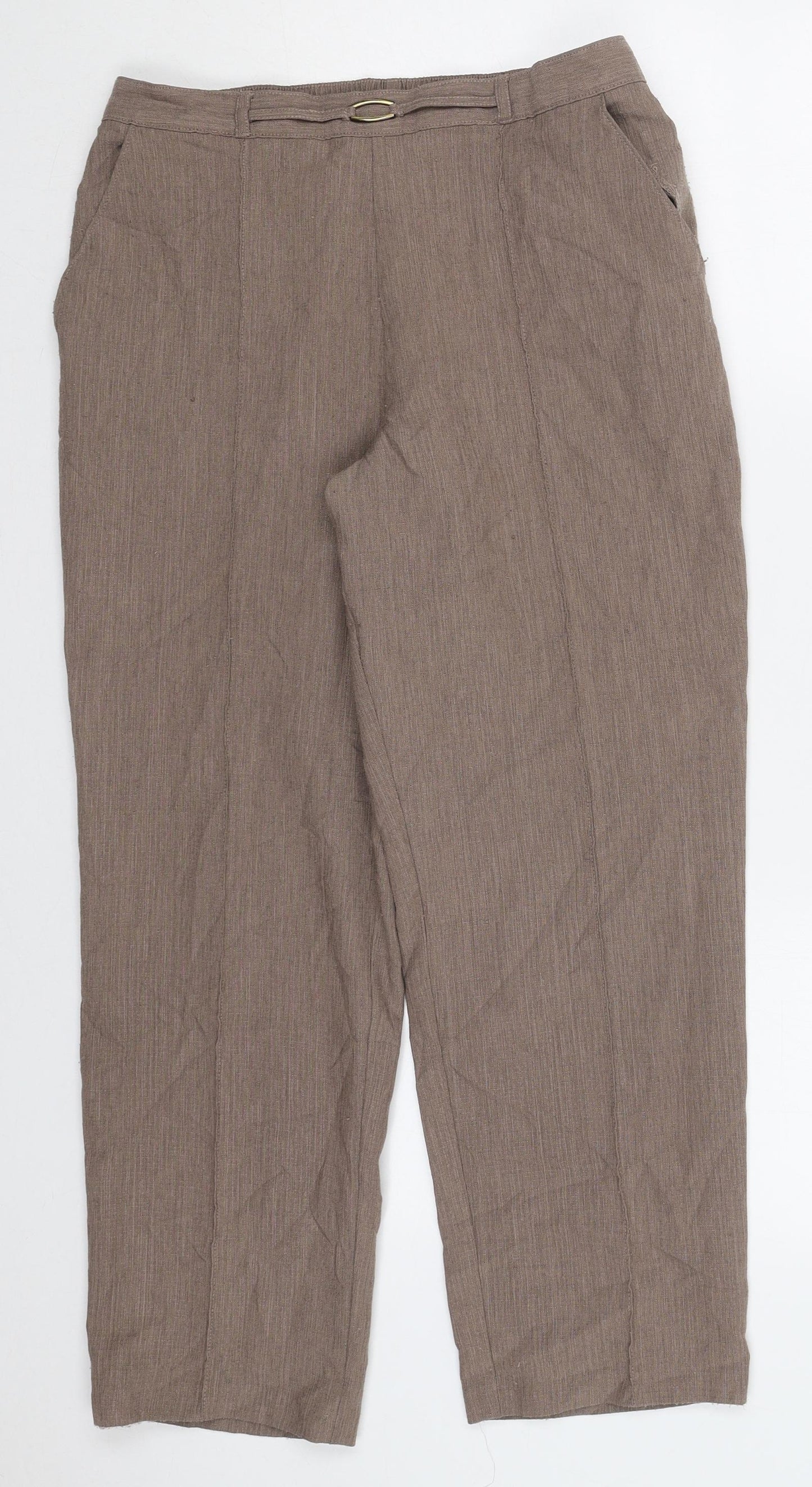 Marks and Spencer Womens Brown  Polyester Trousers  Size 12 L26 in Regular