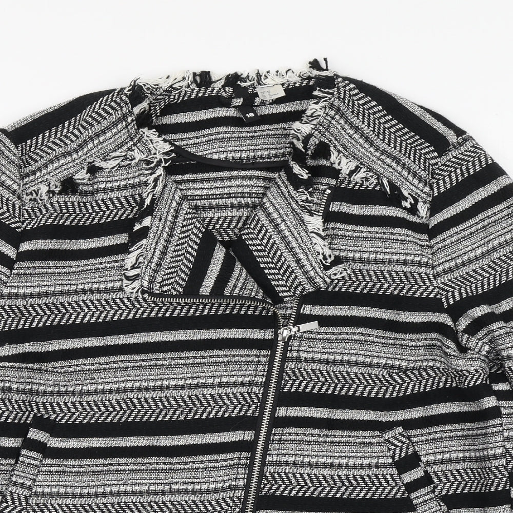 H&M Womens Black Striped  Jacket  Size 16  Zip