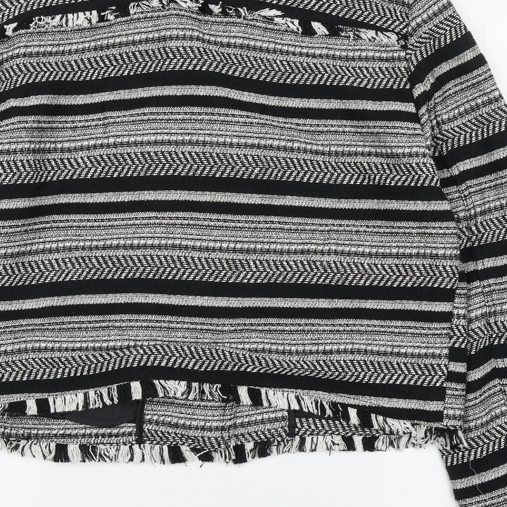 H&M Womens Black Striped  Jacket  Size 16  Zip