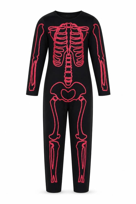 Wilko Girls Black  Polyester Jumpsuit One-Piece Size 5-6 Years  Hook & Loop - Skeleton Costume