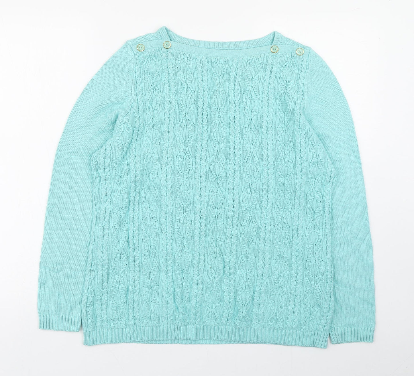 Preworn Womens Blue Square Neck  Cotton Pullover Jumper Size M