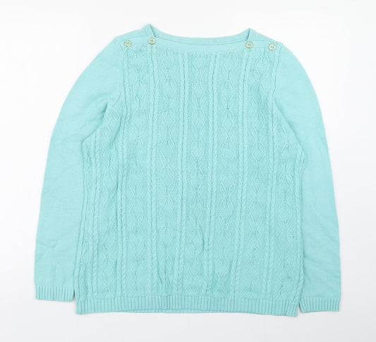 Preworn Womens Blue Square Neck  Cotton Pullover Jumper Size M