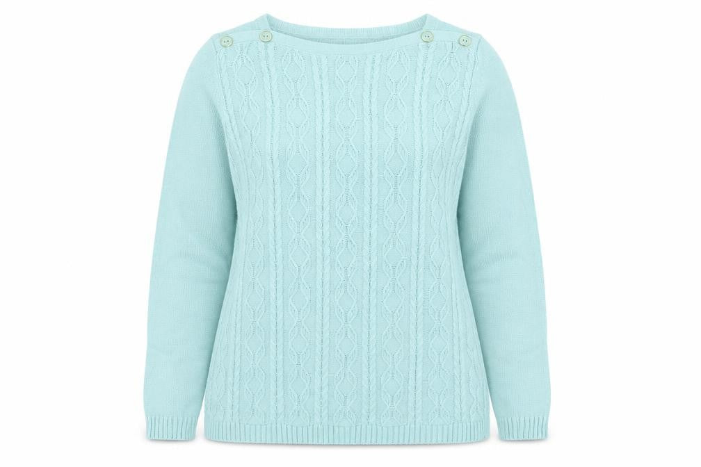 Preworn Womens Blue Square Neck  Cotton Pullover Jumper Size M