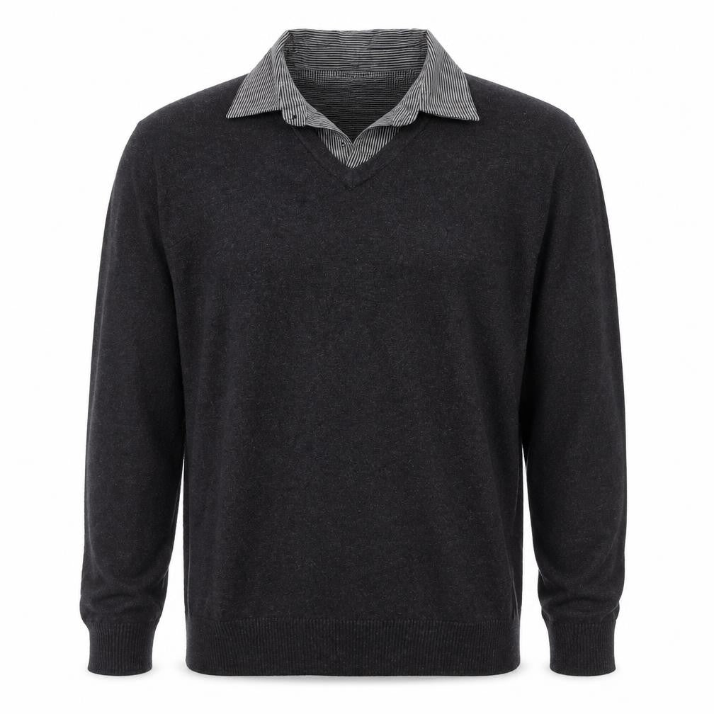 Marks & Spencer Mens Grey Collared  Cotton Pullover Jumper Size M