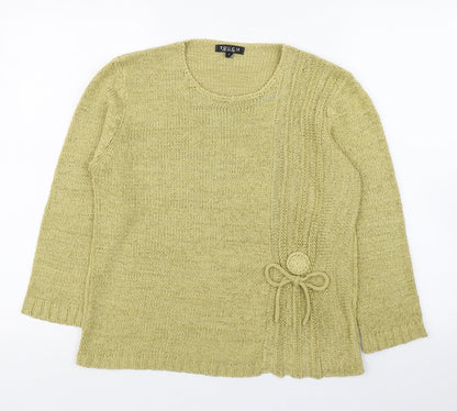 Preloved Touch Womens Green Scoop Neck  Acrylic Pullover Jumper Size S - Front