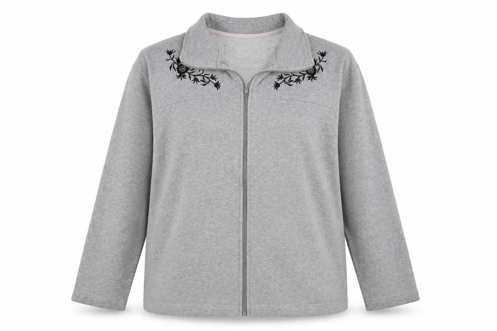 Classics Womens Grey  Cotton Full Zip Sweatshirt Size L
