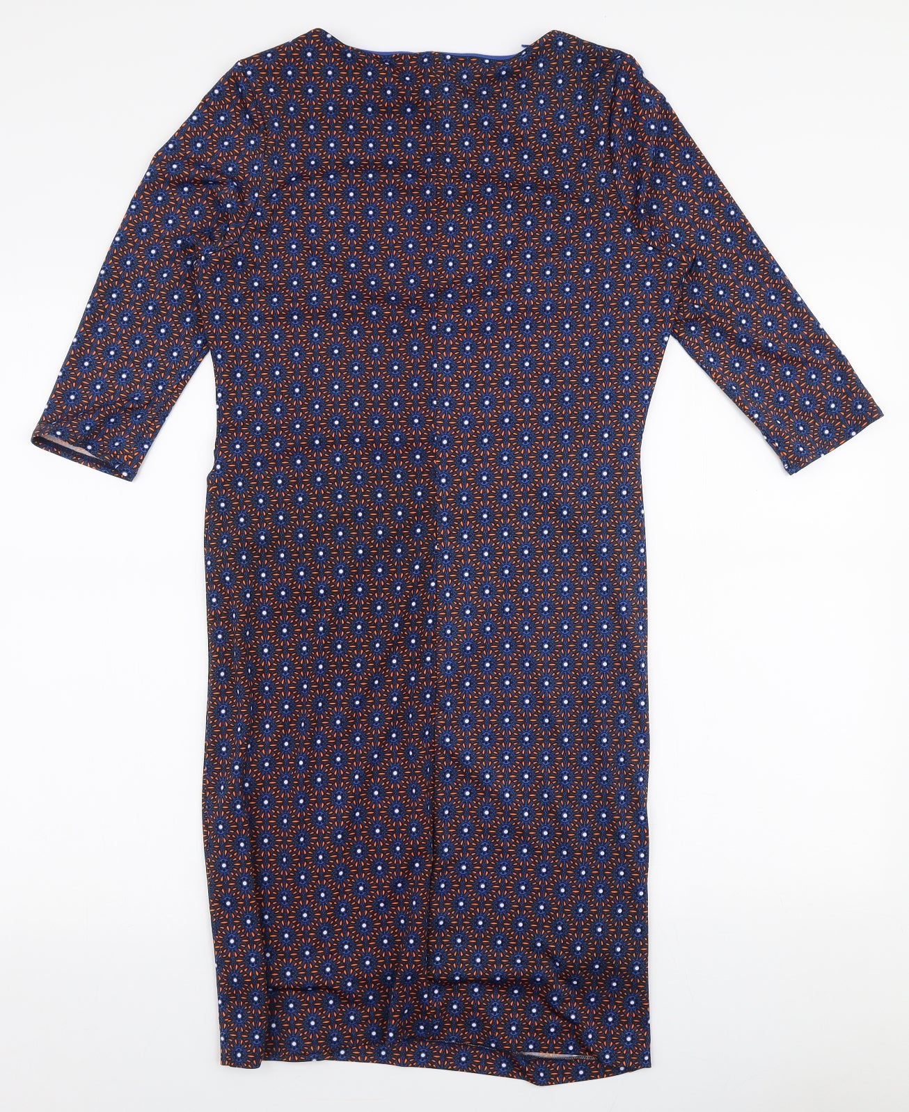 Dunnes Stores Womens Multicoloured Geometric Polyester Pencil Dress  Size 12  Round Neck Pullover