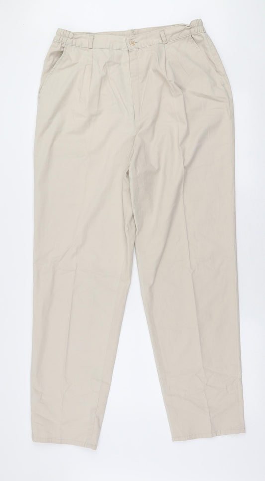 City Look Womens Beige  Polyester Chino Trousers Size 32 in L30 in Regular Zip