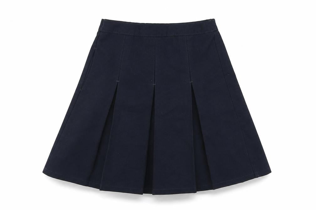 Marks & Spencer Girls Blue  Polyester Pleated Skirt Size 8-9 Years  Regular Zip